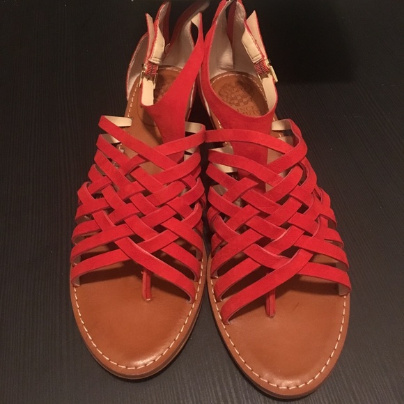 Vince Camuto Womens Suede Strappy Sandals Red Sz 9 - Picture 2 of 8
